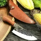 Butcher Knife Stainless Steel Wood Handle Hammered Chef Slicing Cleaver Chopping