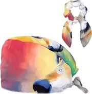[YTYVAGT] Scrub Caps Women,Scrub Hats Suitable for Women,Abstract Wolf Watercolor Dog