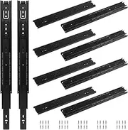 HOIGON 5 Pair 14 Inch Full Extension Drawer Slides, 35cm Heavy Duty Drawer Slides with Ball Bearing, Telescopic Shelf Slides Set Side Mount for Cabinet, Black
