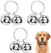 Loud Dog Cat Collar Bells, 3 Set Metal Pet Bells for Collars Small Dog Collars Charm Pendant Bells Brass Bells with Split Ring for Dogs Cats Harness Training Pets Pendant Key Rings, onesize
