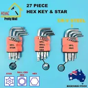 27 Pcs Hex & Torx Key Set End Star Allen Wrench Ball end Keys Metric 1.5-10 MM