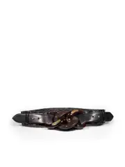 Brown Leather Crocodile Pattern Belt