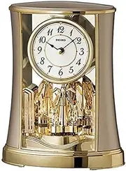 Seiko Mantel Clock with Rotating Pendulum, Gold Finish, Gold