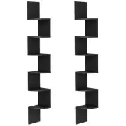 Corner Shelf Wall-Mounted, Set of 2 Floating Corner Shelves, 57.9 Inches Black
