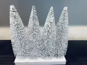 Ashland White Bottle Brush Christmas Trees (4 Piece) - 8” Flocked Sparkles