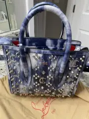 Christian Louboutin Mini Paloma Punk Stud Leather Tote Bag Blue Denim NIB! $2050