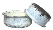 Metal Nesting Bowls 10" & 8" Round White Rustic Set 2
