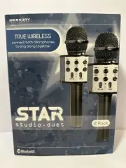 Merkury Star Wireless Bluetooth Microphone Speaker Handheld Karaoke 2 Pack NEW