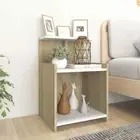NNEVL Bed Cabinet White and Sonoma Oak 40x35x60 cm Chipboard