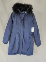 NWT Abercrombie & Fitch Ultra Tech Parka Small Navy Blue Hooded Full Zip Puffer