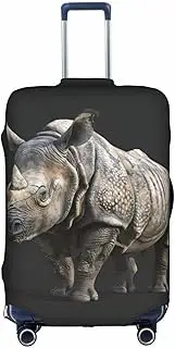 [Pvinnk] animal rhino Print Protective Luggage Cover Elastic Washable Suitcase Protector Travel Gear Protector, White, X-Large