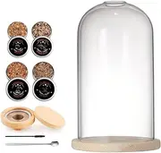 DUEBEL Cocktail Smoker Kit, 1 Smoke Infuser | 4 Flavored Wood Chips | 1 Smoking Glass Dome with Wood Base, Chimney Drink Smoker for Bourbon Old Fashioneds | Gift for Whiskey Lovers, Dad, Husband