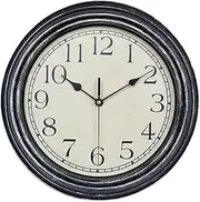Garden Clock， Retro Creative Imitation Wood Color Wall Clock, Waterproof Outdoor Clock,12 Inch Sweep Second Movement Electronic Wall Clock, Used in Living Room, Bedroom Kitchen Hot