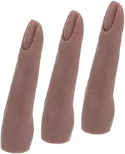 VICASKY 3pcs Flexible Silicone Fake Finger Mannequins for Nail Art Practice Bendable Training Fingers with Realistic Texture for Professional and DIY Nail Techniques