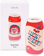 ban.do Small Decorative Vase, Colorful Ceramic Vase, Shelf Decor for Home or Office, Vintage-Inspired Soda Can, Lucky Cherry Cream Soda