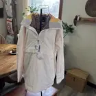 New Pull Over Hood Jacket Roxy Dry Flight White ,Yellow, Pockets, Ski Jacket Xl
