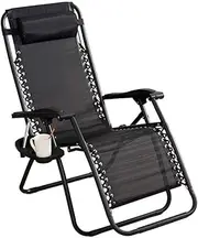 Black Patio Reclining Lounge Chairs for Heavy Duty People - Zero Gravity Chair for Pool Side Outdoor Yard Beach, Support 200kg Little Surprise