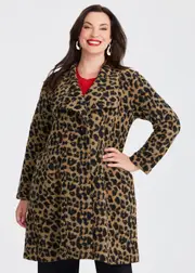 [TS] Taking Shape Leopard Boiled Wool Blend Coat Size 20 in Leopard - Plus Size Women's Clothing Leopard