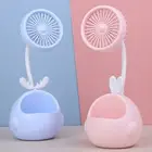 Usb Fan Mute Cool Summer Mini Electric Usb Fan Makeup Brush Holder Rechargeable