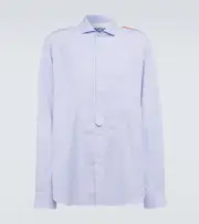[Junya Watanabe] Junya Watanabe x Basquiat printed pinstriped cotton shirt UK 16 multicoloured