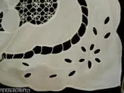 VTG HANDMADE WHITE CUTWORK & EMBROIDERY TWIN FLAT SHEET~PILLOWCASE~COTTON~NIP