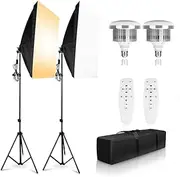 Abeststudio Softbox Lighting Kit 2X 85W 3200K-5600K Bi-Color Dimmable LED Softbox with Adjustable Light Stand for Photography Portraits Fashion Advertising Photo Shooting YouTube Video