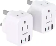 UK Travel Plug Adapter, US to Type G Ireland Adapter with 2...