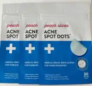 3 Packs Peach Slices Acne Spot Dots,30 patches per pack (3 sizes) NIP Lot