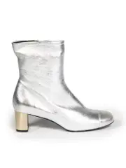 Silver Leather Opera Ankle Boots