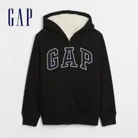 在飛比找蝦皮商城優惠-Gap 男童裝 Logo迷彩仿羊羔絨連帽外套-黑色(5934