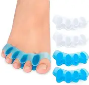 Toe Separator, 8 Piece Toe Stretcher for Treatment of Plantar Fasciitis, (Blue & Clear) Soft Gel Toe Spacer to Correct Bunion, Hammer Toe, Paw Toe - 4 Pairs