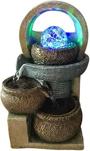 Tabletop Fountain Retro Tabletop Fountain 10in Tall ，Crystal Ball Desktop Fountain Recirculating Flowing Water Tabletop Waterfall Microscape Relieve Stress