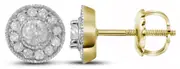 14k Yellow Gold Round Diamond Halo Earrings 1/3 Cttw