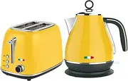 Vintage Electric 2 Slice Toaster & Kettle Combo Stainless Steel - Yellow