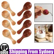 UP10Pcs Mini Wooden Spoon Kitchen Spice Spoon Small Short Condiment Spoons Scoop