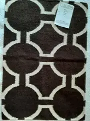 Surya Fallon 100% Wool Flat Weave Rug 2 x 3' Brown & Cream Design New India