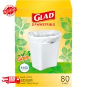 Glad Trash Bags, Medium Kitchen Drawstring Garbage Bags 8 Gallon White Trash Bag