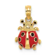 14k Yellow Gold Red Enameled Ladybug Charm