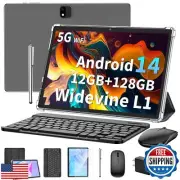 JJGJ Android 14 Tablet with Keyboard, 12GB RAM (4+8), 128GB Storage, 1TB Expa