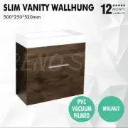 500*250*520mm Wall Hung Vanity WalnutCeramic Film MDF Cabinet Slim Narrow Design