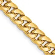14K Yellow Gold 28 Inch 6mm Semi-Solid Miami Cuban With Lobster Clasp Chain