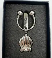 Mikimoto International Key Ring Pearl Shell Metal W/ Original Box Bag Charm