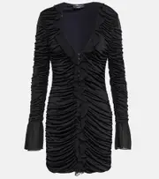 [Blumarine] Blumarine Deep V-neck ruched minidress AU 10 black