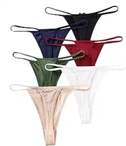 [Murimia] 6 Pack G String Thongs for Women No Show Underwear Breathable Low Rise T-back Bikini Panties