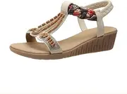 [ZJWBB] Women's T-Strap Sandals: Comfortable Open Toe Sandal - Dressy Sandals Women - Ankle Strap with Arch Support