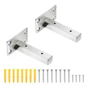 Floating Shelf Bracket,2 Pack 4 Inch Hidden Wall Mounted Shelf Supports(Silver)
