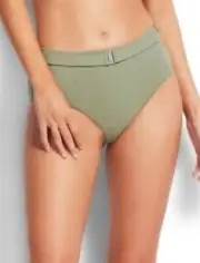 NEW Seafolly Seaside Soiree Wide Side Retro Thyme Bottom Swim Pants Size 16 BNWT