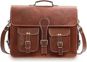 Leather messenger bag shoulder bag cross body vintage messenger bag for women & men satchel man purse compatible with Ipad and tablet