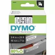 Dymo DYM45803 LabelManager 400 D1 Label Tape, 3/4" x 23 ft, Black on White