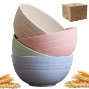 4 Pack 24oz Unbreakable Wheat Straw Bowls Reusable Cereal Bowls for Salad Soup